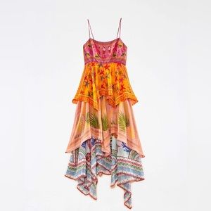 FARM RIO Floral Mixed Scarves Layered Midi Dress NWT